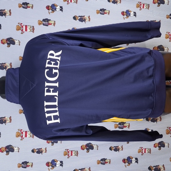 Tommy Hilfiger vintage spellout blue & yellow XL full zip lightweight jacket - Picture 4 of 9